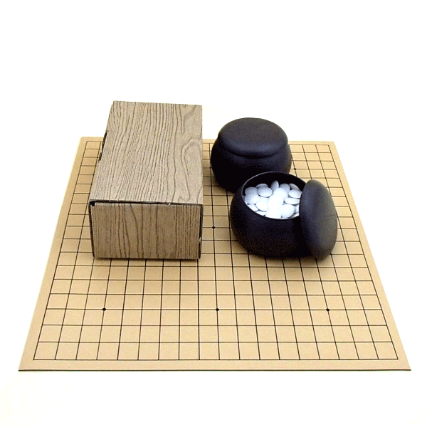 囲碁盤セット　ゴム盤の碁盤（日本棋院取扱）とＰ碁笥・碁石（約6mm）普及セット