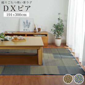 【P5倍★5/25 12:00-23:59】 掘りごたつ用 カーペット ござ 191×300cm くりぬき：90×150cm 「 DXピア 」 ブルー ベージュ掘りごたつ 堀コタツ 掘りこたつ センターラグ フローリング用ラグ リビング 夏用 畳マット