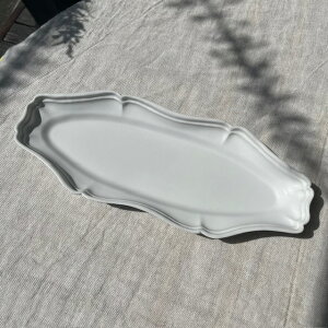 臼杵焼 USUKIYAKI 輪花オーバル長皿 ホワイト USUKIYAKI研究所