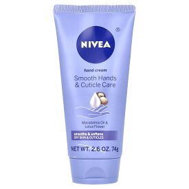 【最大P20倍★4/20 0:00~23:59】Nivea ハンドクリーム 【 iHerb アイハーブ 公式 】 ニベア スムースハンド＆キューティクルケア 乾燥肌 マカダミアオイル ＆ ロータスフラワー 74g