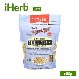 Bob's Red Mill スチールカットオーツ 【 iHerb アイハーブ 公式 】 ボブズレッドミル 全粒穀物 オート麦 オートミール グルテンフリー 680g