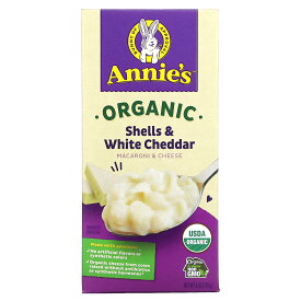 Annie's Homegrown オーガニック マカロニ & チーズ 【 iHerb アイハーブ 公式 】 アニーズホームグロウン マカロニチーズ パスタ シェル ホワイトチェダー 170g