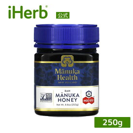 【マラソン期間限定MAX P20倍】Manuka Health マヌカハニー 【 iHerb アイハーブ 公式 】 マヌカヘルス マヌカ 非加熱 純粋 はちみつ 蜂蜜 甘味料 天然 生はちみつ モノフローラル ニュージーランド産 メチルグリオキサール UMF16+ MGO573+ 250g