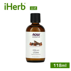 【20%OFFクーポン★3/4 20:00~3/11 01:59】NOW Foods クローブ エッセンシャルオイル 【 iHerb アイハーブ 公式 】 ナウフーズ クローブオイル 精油 純正 100% ピュア 植物性 アロマオイル 丁字 丁子油 ちょうじ油 チョウジオイル チョウジ クローヴ 118ml