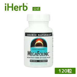 �y15%OFF�N�[�|����4/4 00:00~4/10 01:59�zSource Naturals ���K�t�H���j�b�N �y iHerb �A�C�n�[�u ���� �z �\�[�X�i�`�������Y MegaFolinic �t�_ �T�v�� �T�v�������g �^�u���b�g 800mcg 120��