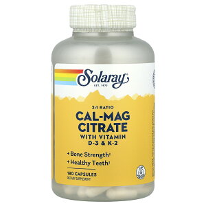 【POINT20倍★10/18 0:00〜10/20 23:59】Solaray カルマグ クエン酸塩 ビタミン D3 & K2 配合 【 iHerb アイハーブ 公式 】 ソラレー カルシウム マグネシウム 2:1 比率 ミネラル ビタミンD3 ビタミンK2 クエン