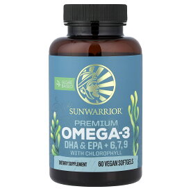 Sunwarrior オメガ3 ヴィーガン DHA + EPA 【 iHerb アイハーブ 公式 】 サンウォーリアー 植物性 オメガ3脂肪酸 藻類 EPA DHA オメガ 6 7 9 サプリメント サプリ ビーガン ヴィーガンソフトジェル 60粒