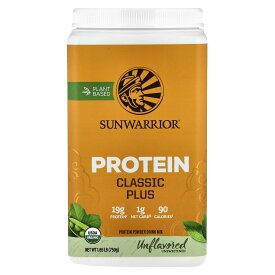 Sunwarrior プロテイン クラシックプラス オーガニック 【 iHerb アイハーブ 公式 】 サンウォーリアー 有機 植物性 プロテインパウダー 玄米 エンドウ豆 キノア チア アマランス 粉末 プレーン 無香料 750g