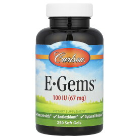 Carlson E-ジェム 【 iHerb アイハーブ 公式 】 カールソン ビタミンE ビタミン E トコフェロール ビタミンサプリ カールソンラボ E-ジェムス サプリメント サプリ ソフトジェル 67mg 100IU 250粒