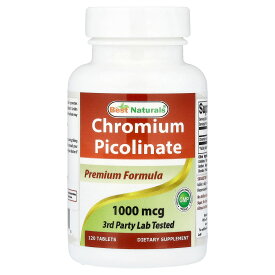 Best Naturals ピコリン酸クロム 【 iHerb アイハーブ 公式 】 ベストナチュラルズ クロミアム ピコリネート ピコリン酸 クロム ミネラル プレミアム フォーミュラ サプリメント サプリ タブレット 1,000mcg 120粒