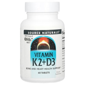 Source Naturals ビタミンK2+D3 【 iHerb アイハーブ 公式 】 ソースナチュラルズ ビタミンK ビタミンD ビタミン K2 D3 サプリ サプリメント タブレット 60粒