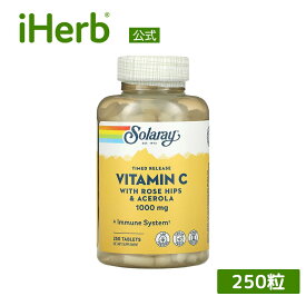【15%OFFクーポン★7/19 20:00~7/26 01:59】Solaray ビタミンC ローズヒップ アセロラ 配合 【 iHerb アイハーブ 公式 】 ソラレー アスコルビン酸 ビタミン サプリ サプリメント ビタミンサプリ タイムリリース 持続型 植物性 タブレット 1,000mg 250粒