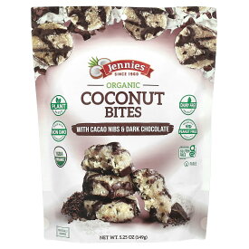【SS限定20%OFFクーポン★6/4 20:00~6/11 01:59】Jennies Macaroons オーガニック ココナッツバイト 【 iHerb アイハーブ 公式 】 ジェニーズマカロン 有機 マカロン ココナッツ チョコレート お菓子 おやつ スナック カカオニブ & ダークチョコレート 149g