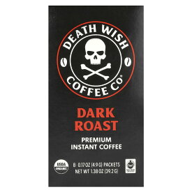 Death Wish Coffee インスタントコーヒー オーガニック 【 iHerb アイハーブ 公式 】 デスウィッシュコーヒー 有機 コーヒー ダークロースト フェアトレード カフェイン 300mg 個包装 各4.9g 8個