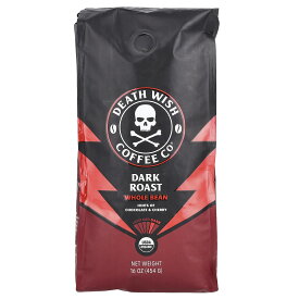 Death Wish Coffee コーヒー豆 オーガニック 【 iHerb アイハーブ 公式 】 デスウィッシュコーヒー有機 コーヒー ホールビーン ダークロースト 454g