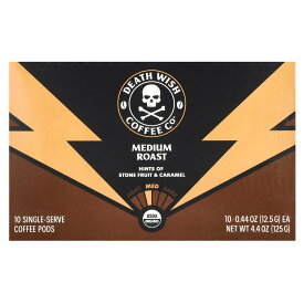 Death Wish Coffee カプセルコーヒー オーガニック 【 iHerb アイハーブ 公式 】 デスウィッシュコーヒー有機 コーヒー ミディアムロースト 使い切り カプセル 各12.5g 10個