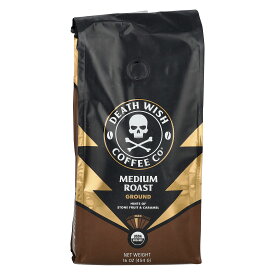 Death Wish Coffee コーヒー豆 オーガニック 【 iHerb アイハーブ 公式 】 デスウィッシュコーヒー有機 コーヒー 挽き豆 ミディアムロースト 454g