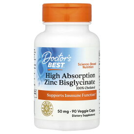 【15%OFFクーポン★4/4 00:00~4/10 01:59】Doctor's Best ビスグリシン酸亜鉛 高吸収 【 iHerb アイハーブ 公式 】 ドクターズベスト ビスグリシン酸 亜鉛 キレート ミネラル サプリメント サプリ ベジカプセル 50mg 90粒