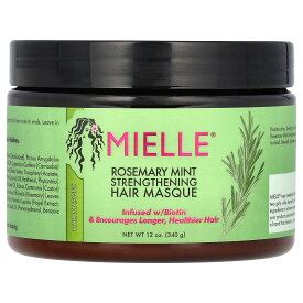 Mielle ストレングスニング ヘアマスク 【 iHerb アイハーブ 公式 】 ミエーレ コンディショナー ヘアコンディショナー ヘアトリートメント ビオチン パンテノール ひまし油 ローズマリーミント 340g