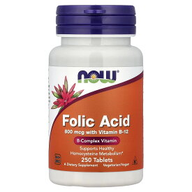 【6,000円以上購入で15%OFFクーポン★10/4 20:00~10/9 01:59】NOW Foods 葉酸 【 iHerb アイハーブ 公式 】 ナウフーズ ビタミンB12 ビタミンB ビタミン B12 B ビタミンB群 ビタミン類 シアノコバラミン サプリメント サプリ タブレット 800mcg 250粒
