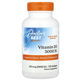 Doctor's Best ビタミンD3 【 iHerb アイハーブ 公式 】 ドクターズベスト ビタミン ビタミンD サプリメント サプリ ソフトジェル 125mcg 5,000IU 720粒