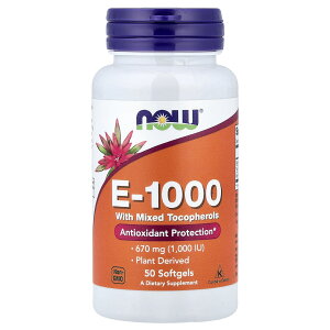NOW Foods E-1000 �y iHerb �A�C�n�[�u ���� �z �i�E�t�[�Y �r�^�~��E �r�^�~�� E ���� �~�b�N�X �g�R�t�F���[�� �r�^�~���� �r�^�~���T�v�� �T�v�������g �T�v�� �\�t�g�W�F�� 670mg 1,000IU 50��