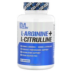 EVLution Nutrition L-アルギニン + L-シトルリン 【 iHerb アイハーブ 公式 】 エボリューションニュートリション アルギニン シトルリン アミノ酸 サプリメント サプリ ベジカプセル 120粒