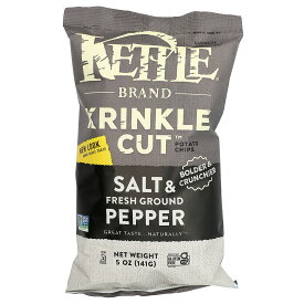 【POINT20倍★7/4 20:00〜7/11 1:59】Kettle Foods ポテトチップス 【 iHerb アイハーブ 公式 】 ケトルフーズ ポテト チップス ポテトチップ ポテチ クリンクルカット スナック おやつ スナック菓子 ソルト & フレッシュグラウンド ペッパー 142g