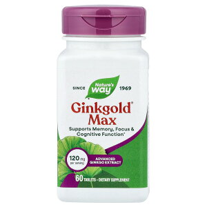 Nature's Way �M���R�S�[���h �}�b�N�X �y iHerb �A�C�n�[�u ���� �z �l�C�`���[�Y�E�F�Cginkgold �C�`���E�t�G�L�X �M���R �����傤 ��� �T�v�������g �T�v�� �^�u���b�g 120mg 60��