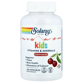 【20%OFFクーポン★3/18 0:00~3/30 23:59】Solaray ビタミン & ミネラル 子供用 【 iHerb アイハーブ 公式 】 ソラレー キッズ マルチビタミン マルチ A B C D E 葉酸 カルシウム 鉄 マグネシウム サプリ チュアブル タブレット 天然ブラックチェリー味 120粒