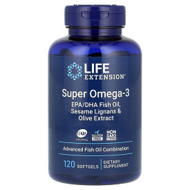 Life Extension スーパー オメガ3 【 iHerb アイハーブ 公式 】 ライフエクステンション フィッシュオイル オメガ3脂肪酸 ゴマリグナン オリーブ エキス EPA DHA ポリフェノール サプリ ソフトジェル 120粒