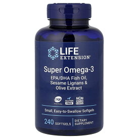Life Extension スーパー オメガ3 【 iHerb アイハーブ 公式 】 ライフエクステンション フィッシュオイル オメガ3脂肪酸 ゴマリグナン オリーブ エキス EPA DHA ポリフェノール サプリ ソフトジェル 240粒