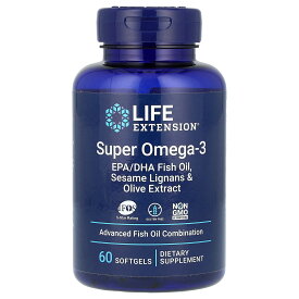 Life Extension スーパー オメガ3 【 iHerb アイハーブ 公式 】 ライフエクステンション フィッシュオイル オメガ3脂肪酸 ゴマリグナン オリーブ エキス EPA DHA ポリフェノール サプリ ソフトジェル 60粒