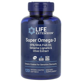 Life Extension スーパー オメガ3 【 iHerb アイハーブ 公式 】 ライフエクステンション フィッシュオイル オメガ3脂肪酸 ゴマリグナン オリーブ エキス EPA DHA サプリ 腸溶性コーティング ソフトジェル 120粒