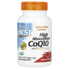 Doctor's Best コエンザイムQ10 高吸収 【 iHerb アイハーブ 公式 】 ドクターズベスト サプリメント サプリ CoQ10 ユビキノン BioPerine バイオペリン 健康食品 栄養補助食品 ベジカプセル 100mg 120粒