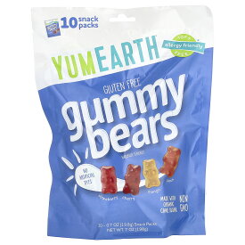 【POINT20倍★7/18 0:00〜7/26 1:59】YumEarth グミベアー 【 iHerb アイハーブ 公式 】 ヤムアース グミベア グミーベアーズ グミ キャンディ オーガニック 有機 グルテンフリー アソート フレーバー スナックパック 各19.8g 10袋