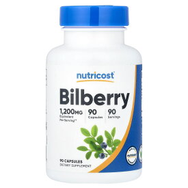 Nutricost ビルベリー 【 iHerb アイハーブ 公式 】 ニュートリコスト ビルベリーエキス 濃縮エキス サプリメント サプリ カプセル 1,200mg 90粒
