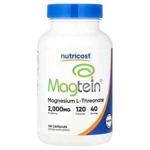 Nutricost �}�O�e�C�� �y iHerb �A�C�n�[�u ���� �z �j���[�g���R�X�g �}�O�l�V�E�� �g���I���_�}�O�l�V�E�� Magtein �~�l���� �T�v�������g �T�v�� �J�v�Z�� 2,000mg 120��
