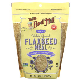 Bob's Red Mill フラックスシード ミール 【 iHerb アイハーブ 公式 】 ボブズレッドミル 有機 亜麻仁 フラックス アマニ シード 種子 フラックスミール 粗挽き粉 プレミアム ホールグラウンド 453g