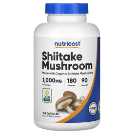 【POINT20倍★7/4 20:00〜7/11 1:59】Nutricost シイタケ 【 iHerb アイハーブ 公式 】 ニュートリコスト オーガニック 有機 椎茸 キコノ マッシュルーム サプリメント サプリ カプセル 1,000mg 180粒