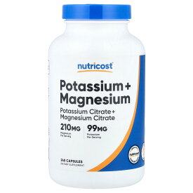 Nutricost カリウム + マグネシウム 【 iHerb アイハーブ 公式 】 ニュートリコスト クエン酸カリウム クエン酸マグネシウム ミネラル サプリメント サプリ カプセル 240粒