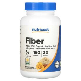 【15%OFFクーポン★3/13 0:00~3/16 23:59】Nutricost ファイバー 【 iHerb アイハーブ 公式 】 ニュートリコスト 食物繊維 オーガニック 有機 オオバコ サイリウム キクイモ エルサレム アーティチョーク サプリメント サプリ カプセル 150粒