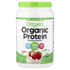 【15%OFFクーポン★7/19 20:00~7/26 01:59】Orgain オーガニック プロテイン 【 iHerb アイハーブ 公式 】 オルゲイン 有機 植物性 プロテインパウダー タンパク質 エンドウ豆 ヴィーガン パウダー 粉末 ストロベリー & クリーム味 920g