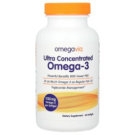 OmegaVia オメガ3 【 iHerb アイハーブ 公式 】 オメガヴィア オメガ3脂肪酸 フィッシュオイル DHA EPA DPA ウルトラ 濃縮 サプリメント サプリ ソフトジェル 60粒