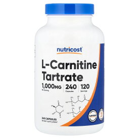 Nutricost L-カルニチン酒石酸塩 【 iHerb アイハーブ 公式 】 ニュートリコスト L-カルニチン 酒石酸塩 カルニチン アミノ酸 サプリメント サプリ カプセル 1粒あたり 500mg 240粒