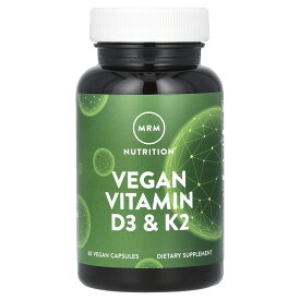 MRM Nutrition ヴィーガン ビタミン D3 & K2 【 iHerb アイハーブ 公式 】 エムアールエム ニュートリション ビタミンD ビタミンK ビタミン類 ビタミンサプリ サプリ ヴィーガンカプセル 62.5mcg 2,500IU 60粒