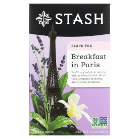 【POINT10倍★6/4 20:00~6/11 01:59】Stash Tea ブレックファスト イン パリス 【 iHerb アイハーブ 公式 】 スタッシュティー ブラックティー ブレンドティー ラベンダー ベルガモット 紅茶 ティーバッグ 18個