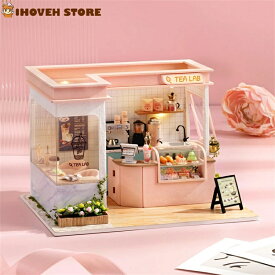 ミニチュア ドールハウスキット サンシャインミルクティー店 手作りキット 初心者 アクリルケース付き【海外通販】