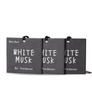 ホワイトムスク 車 芳香剤 ジョンズブレンド 3枚セット 吊り下げ エアーフレッシュナー 紙 車用芳香剤 カーフレグランス 父の日 父の日プレゼント