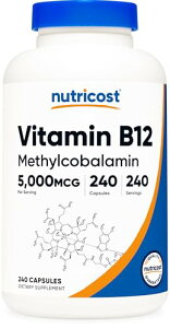Nutricost �r�^�~��B12�i���`���R�o���~���j5000mcg 240�J�v�Z�� ���`�q�g�݊��� (Non-GMO) �O���e���t���[ �j���[�g���R�X�g